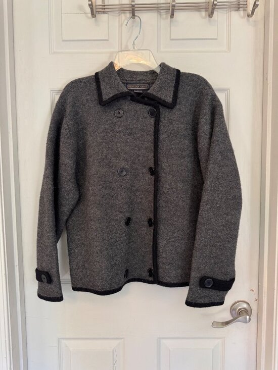 herman geist Jackets & Blazers - Vintage 90's Herman Geist Grey 100% Wool Double Breasted Jacket Size Medium